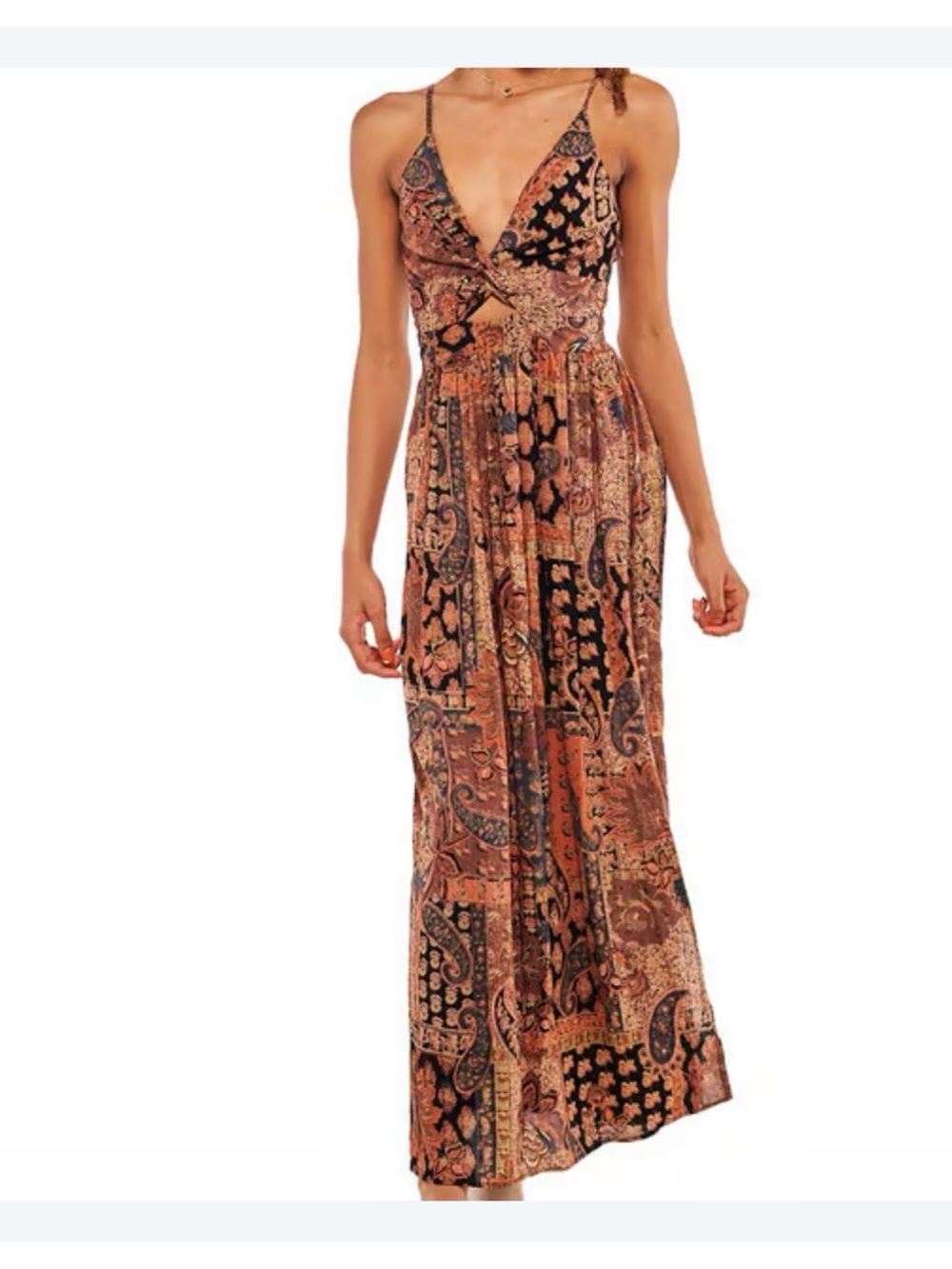 Angie Teal Bohemian Floral Midi Dress
